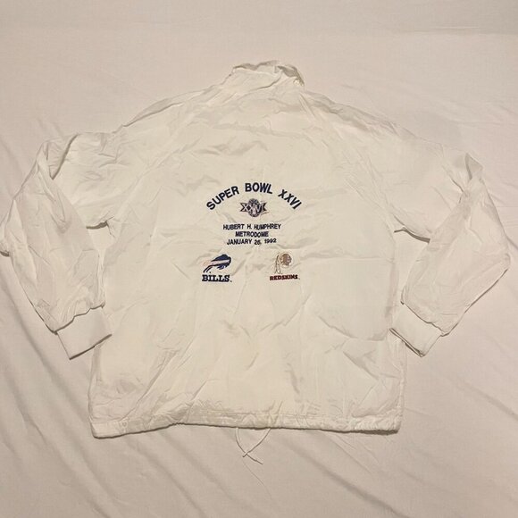 Vintage NFL Super Bowl XXVI 26 1992 Lined Jacket Mens Large Bills Redskins - Picture 1 of 16